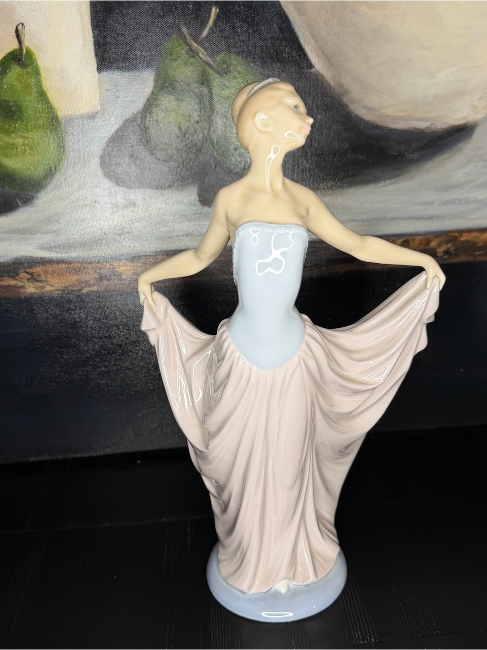 Lladro Porcelain Ballerina Figurine in Pale Pink and Light Blue